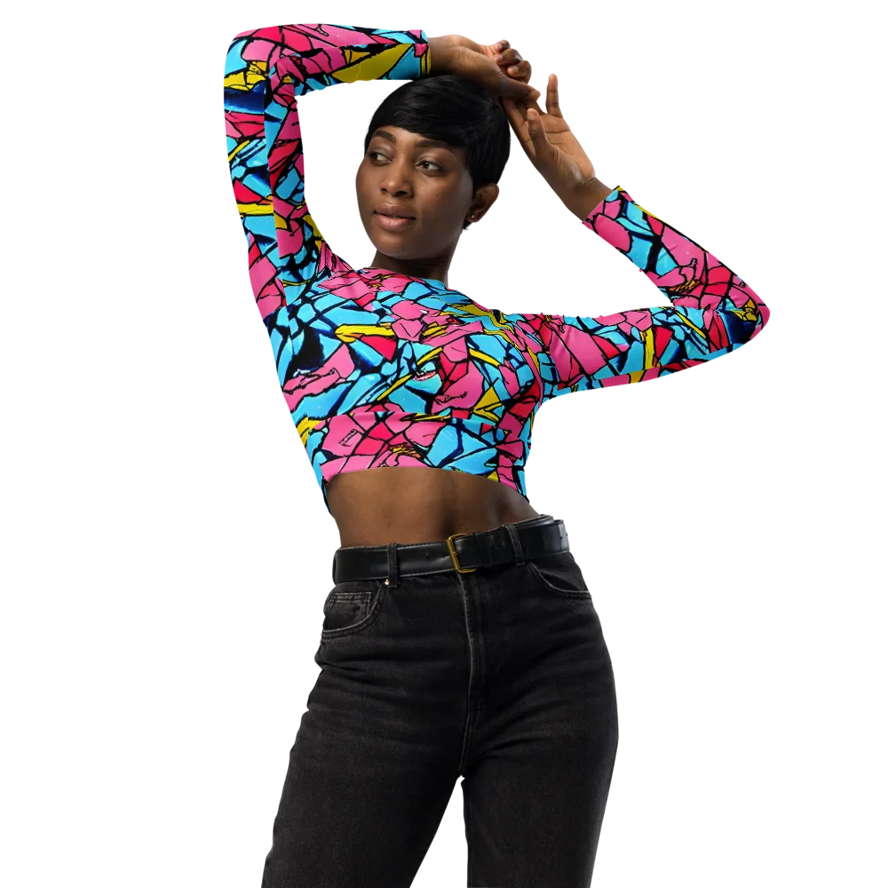 Barbier Bloom on Long Sleeve Crop Top — Front