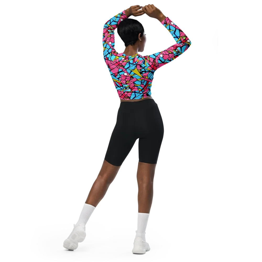 Barbier Bloom on Long Sleeve Crop Top — Back