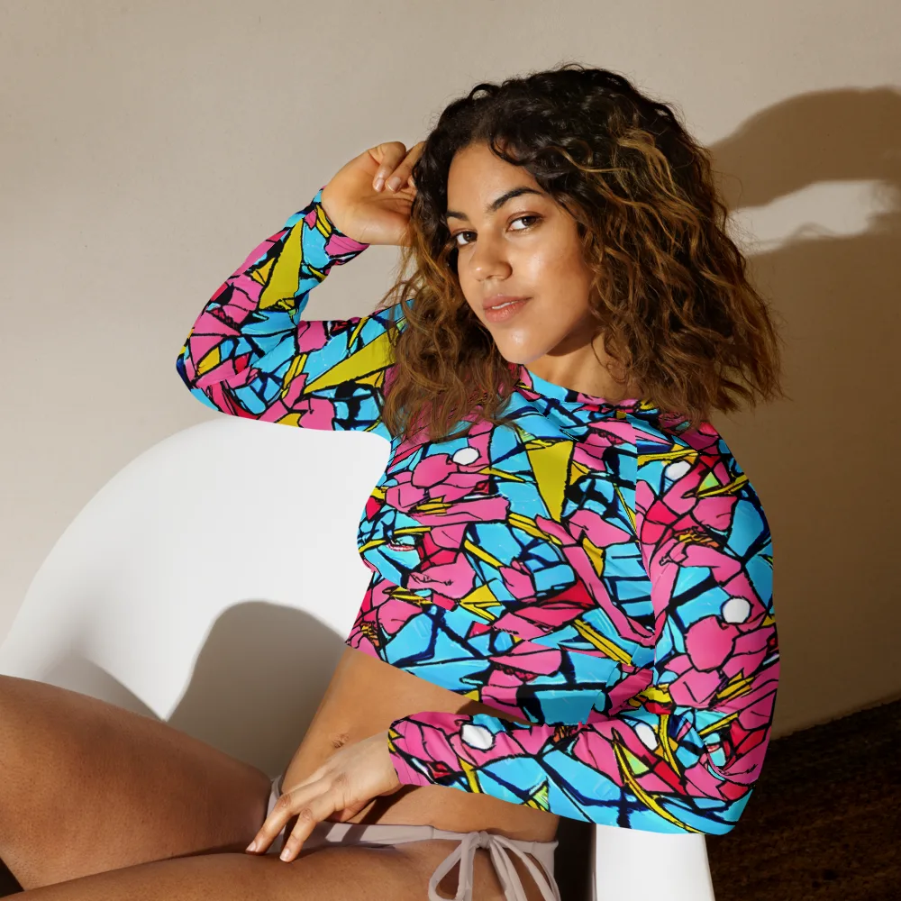 Barbier Bloom on Long Sleeve Crop Top — Left Front