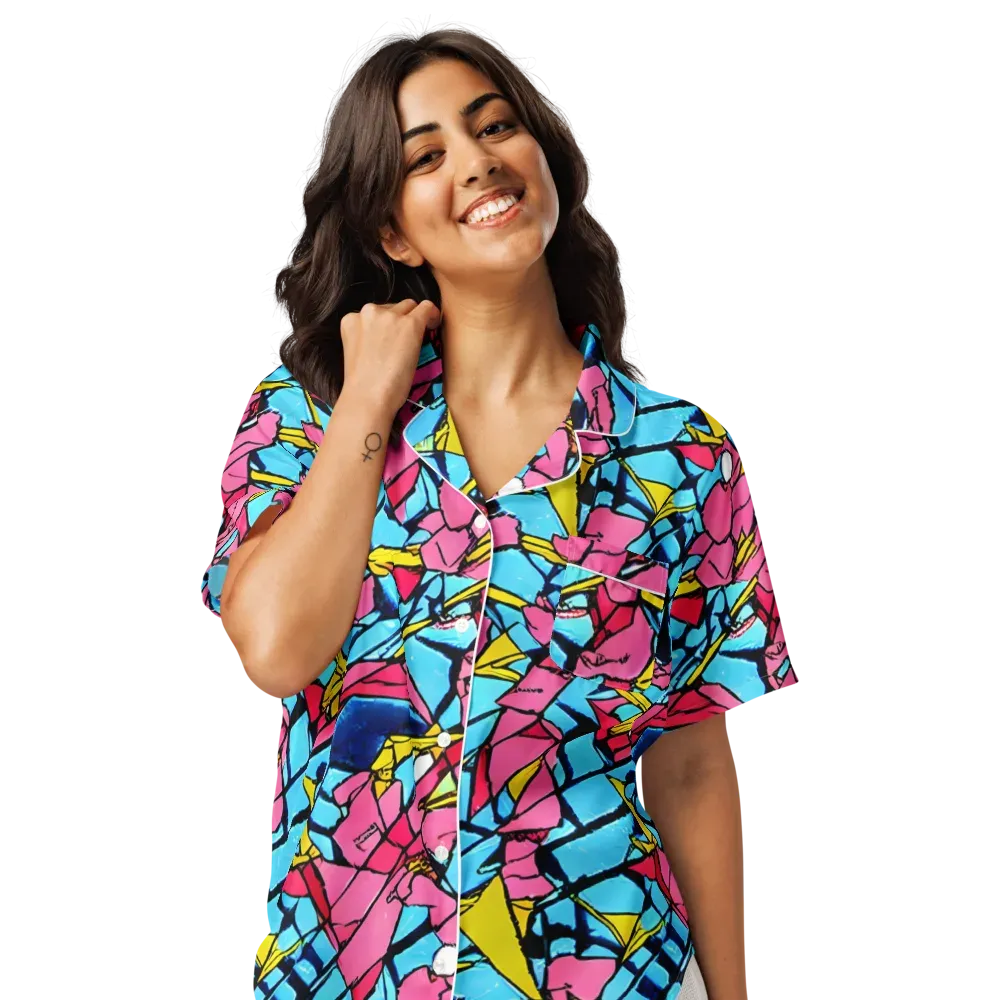 Barbier Bloom on Women's Short Sleeve Pajama Top — Front