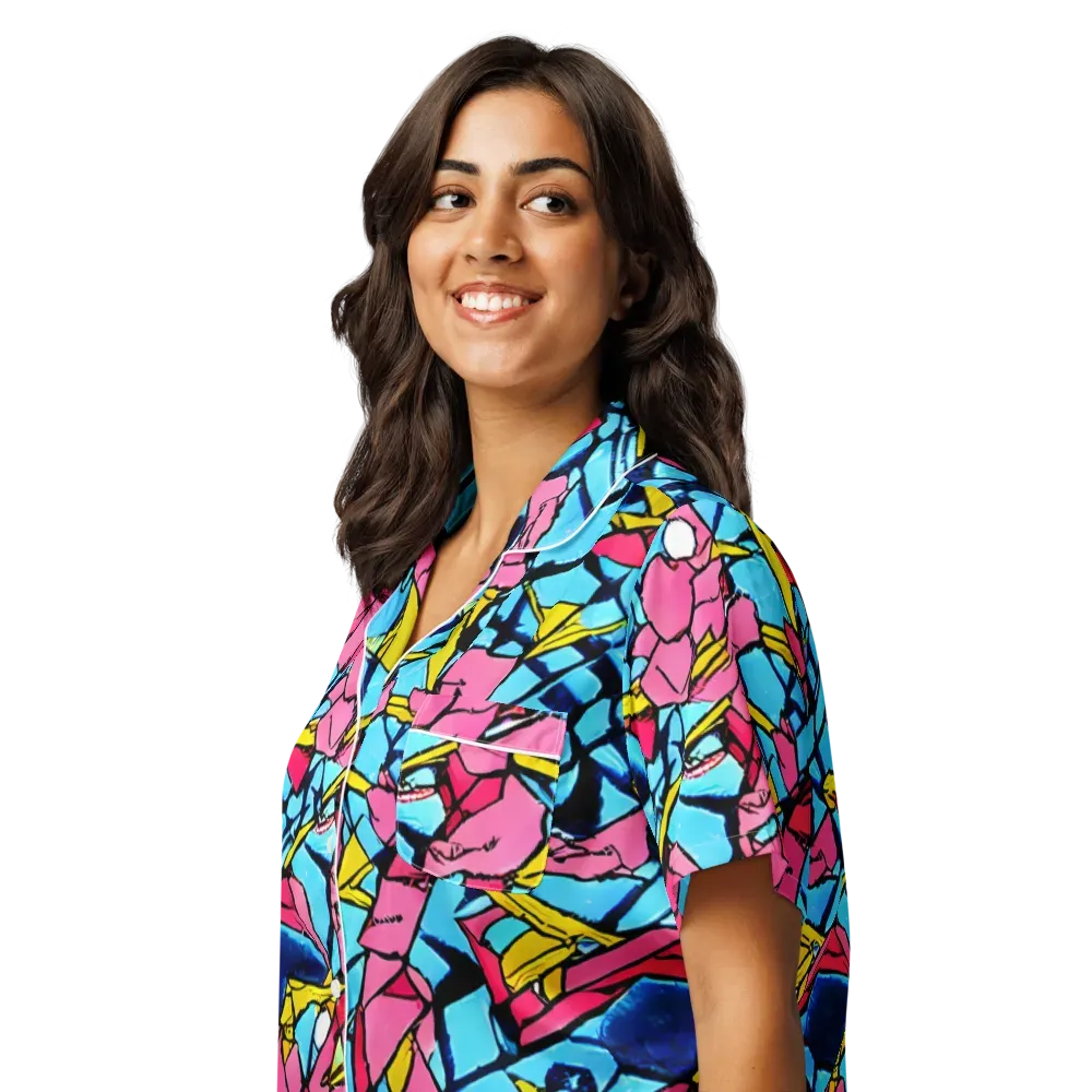 Barbier Bloom on Women's Short Sleeve Pajama Top — Left Front