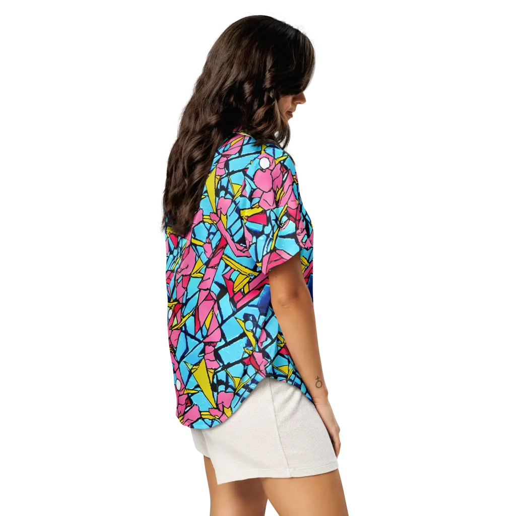 Barbier Bloom on Women's Short Sleeve Pajama Top — Right Back