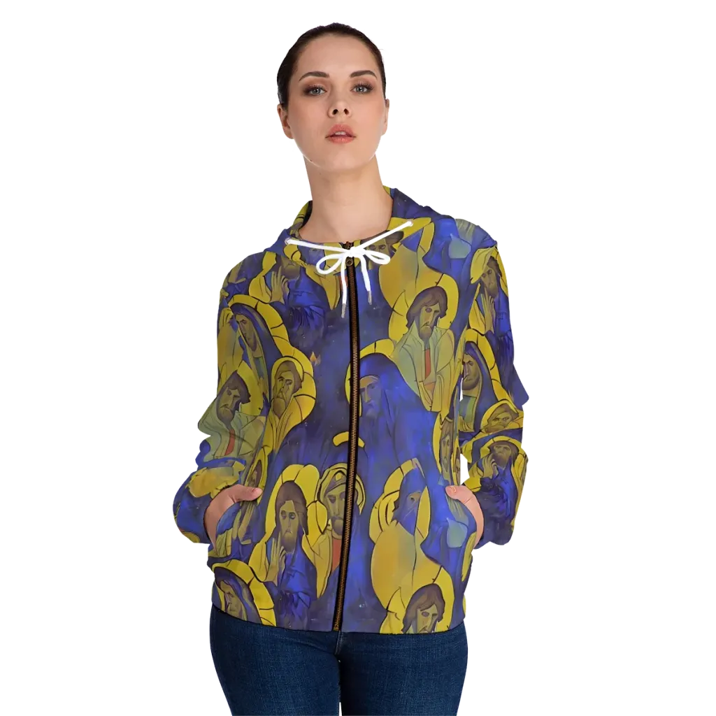 Divine Reverie on Women's Full-Zip Hoodie — Front On Person
