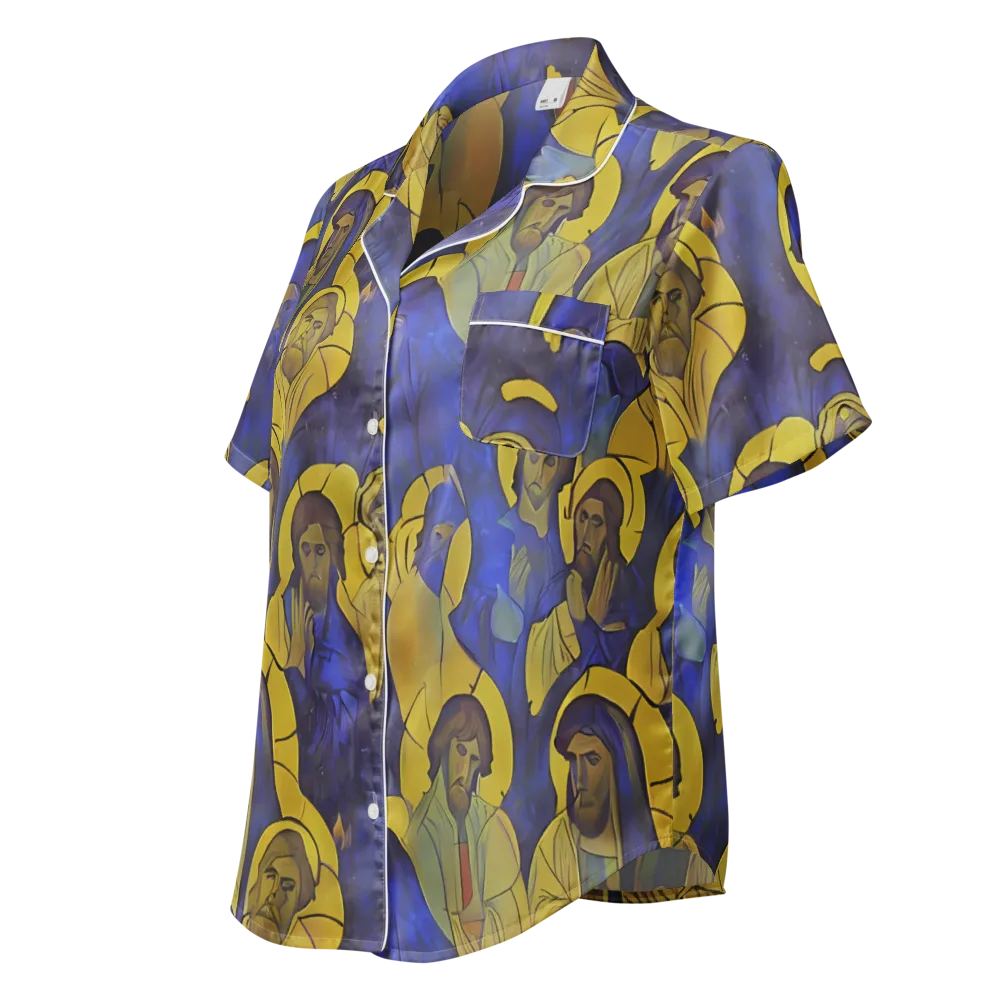 Divine Reverie on Women's Short Sleeve Pajama Top — Left Front