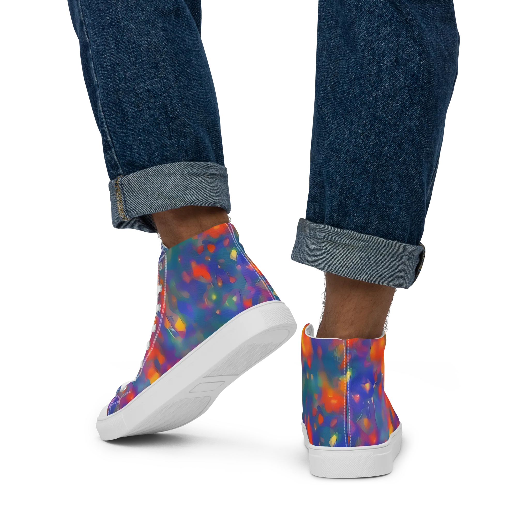Nolde Nebula on Men's High Top Canvas Shoes — Back