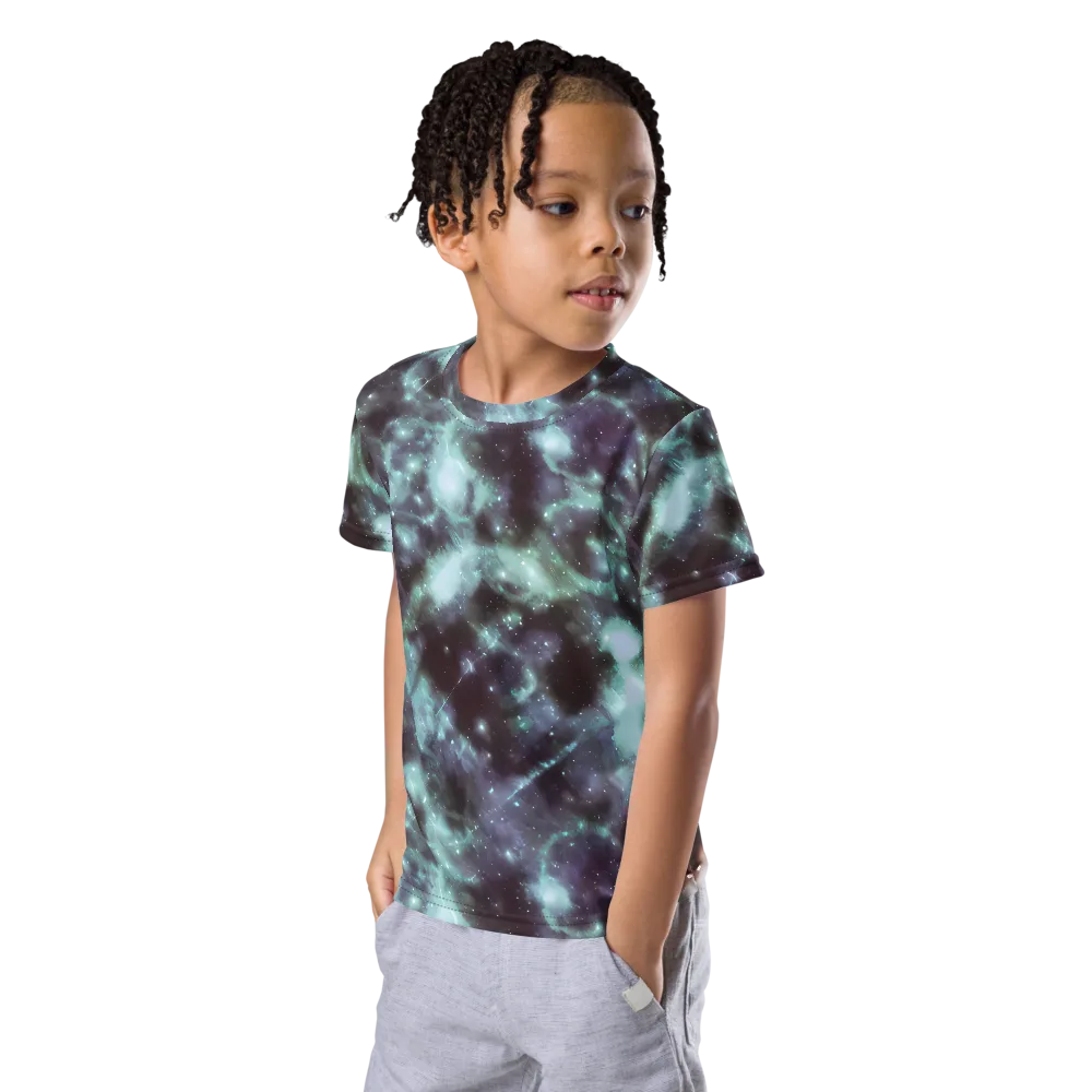 Roversi Nebula on Kids Crew Neck T-Shirt — Left Front