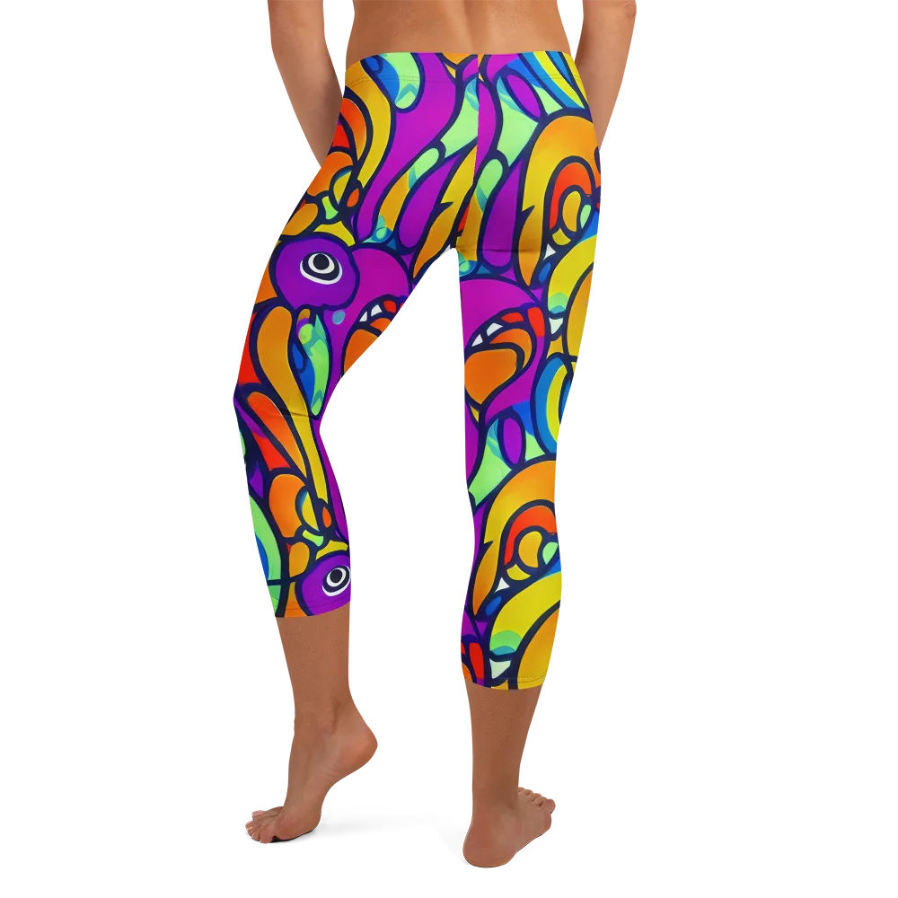 Kaleido Fish on Capri Leggings — Back