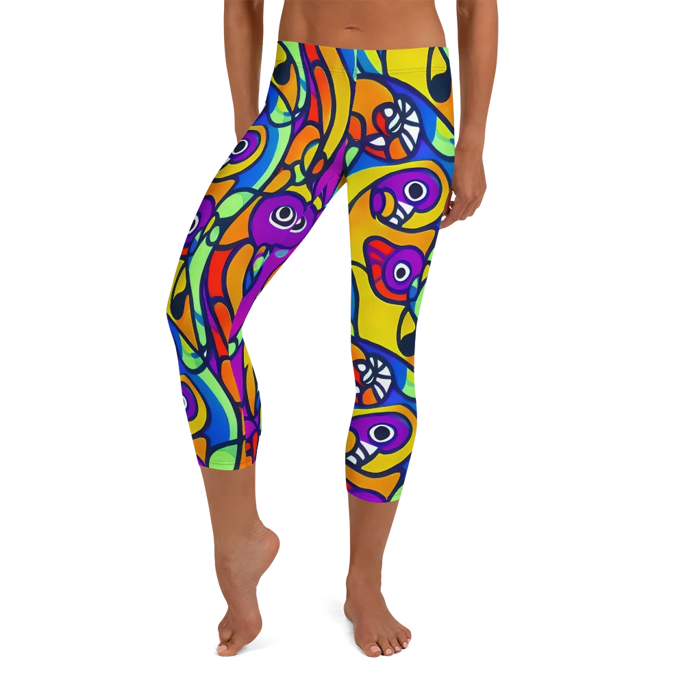 Kaleido Fish on Capri Leggings — Front