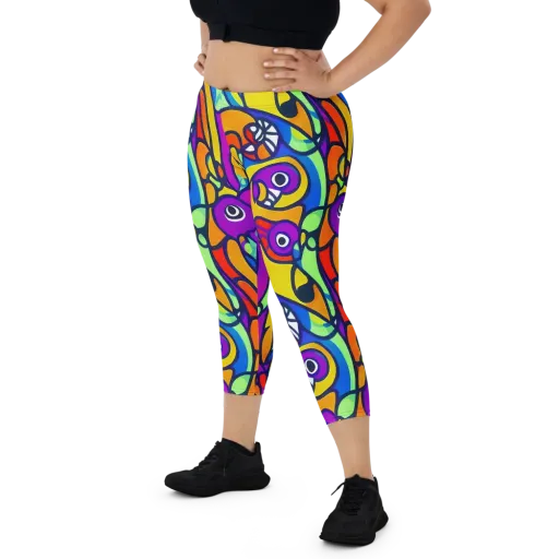 Kaleido Fish on a Capri Leggings