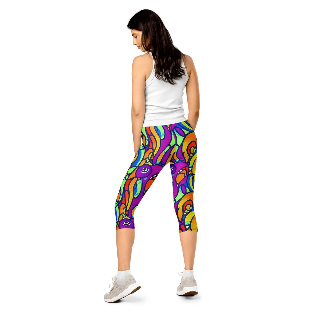 Kaleido Fish on Capri Leggings — Back
