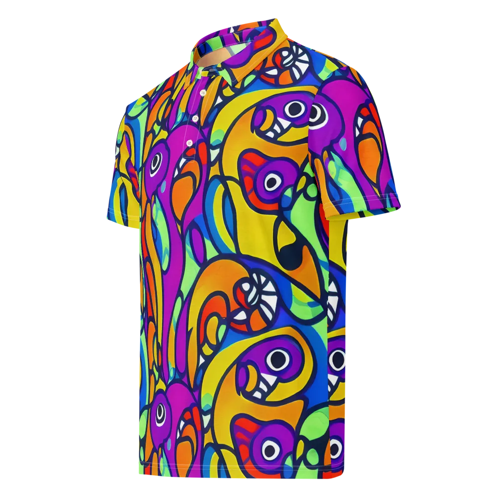 Kaleido Fish on Men's Slim Fit Polo Shirt — Left Front