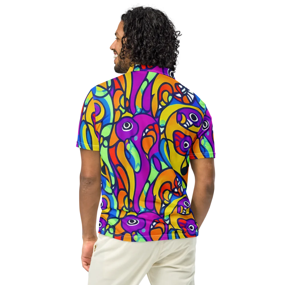 Kaleido Fish on Men's Slim Fit Polo Shirt — Back
