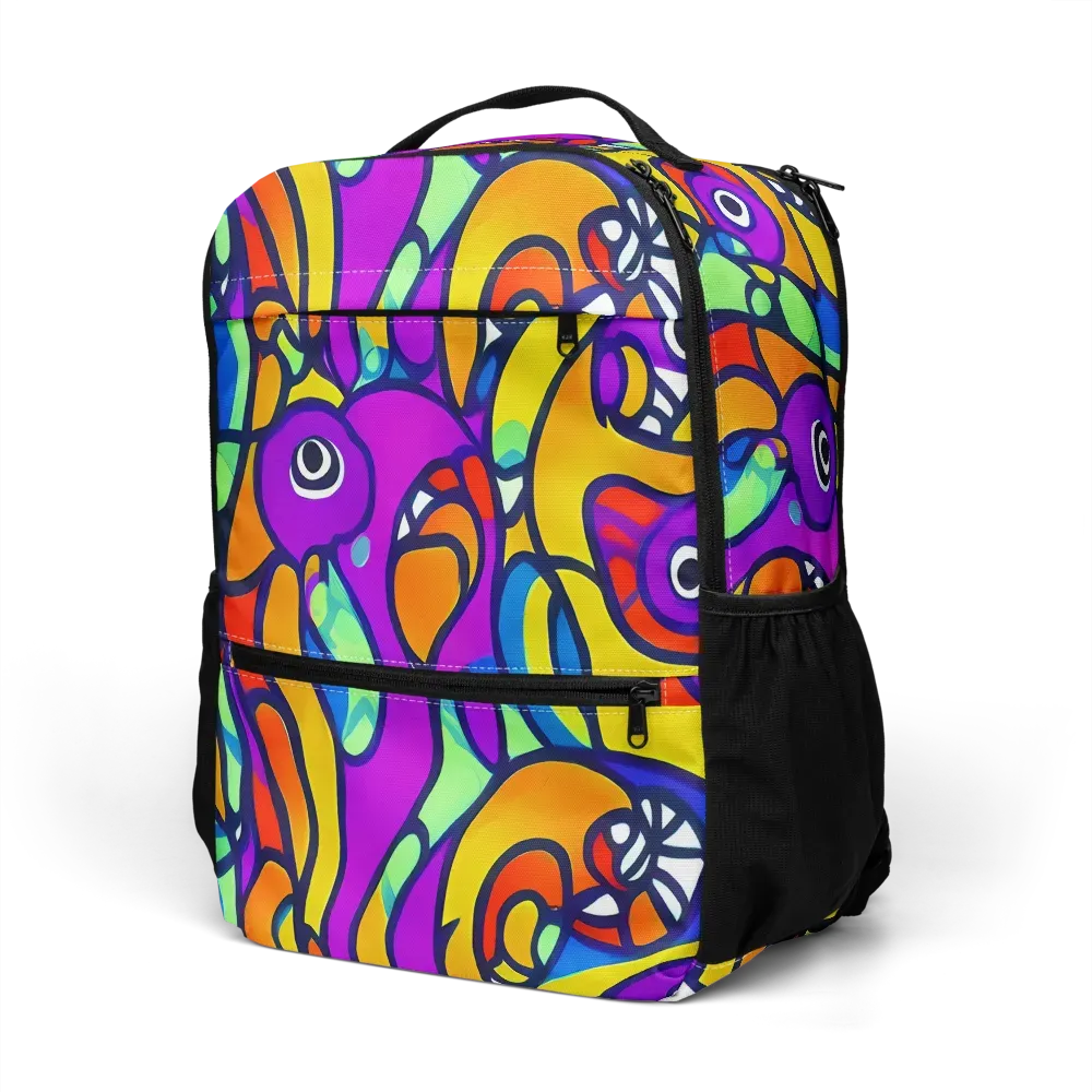 Kaleido Fish on Utility Backpack — Left Front