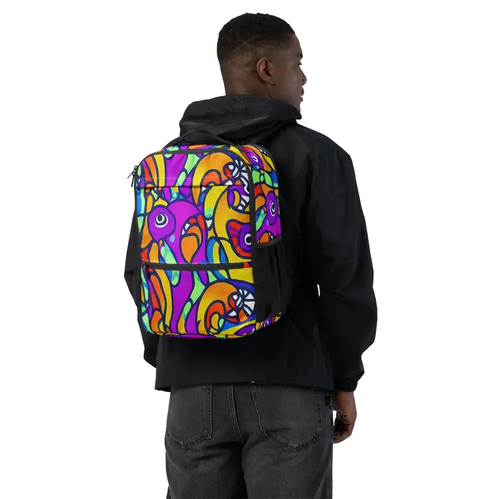 Kaleido Fish on Utility Backpack — Back