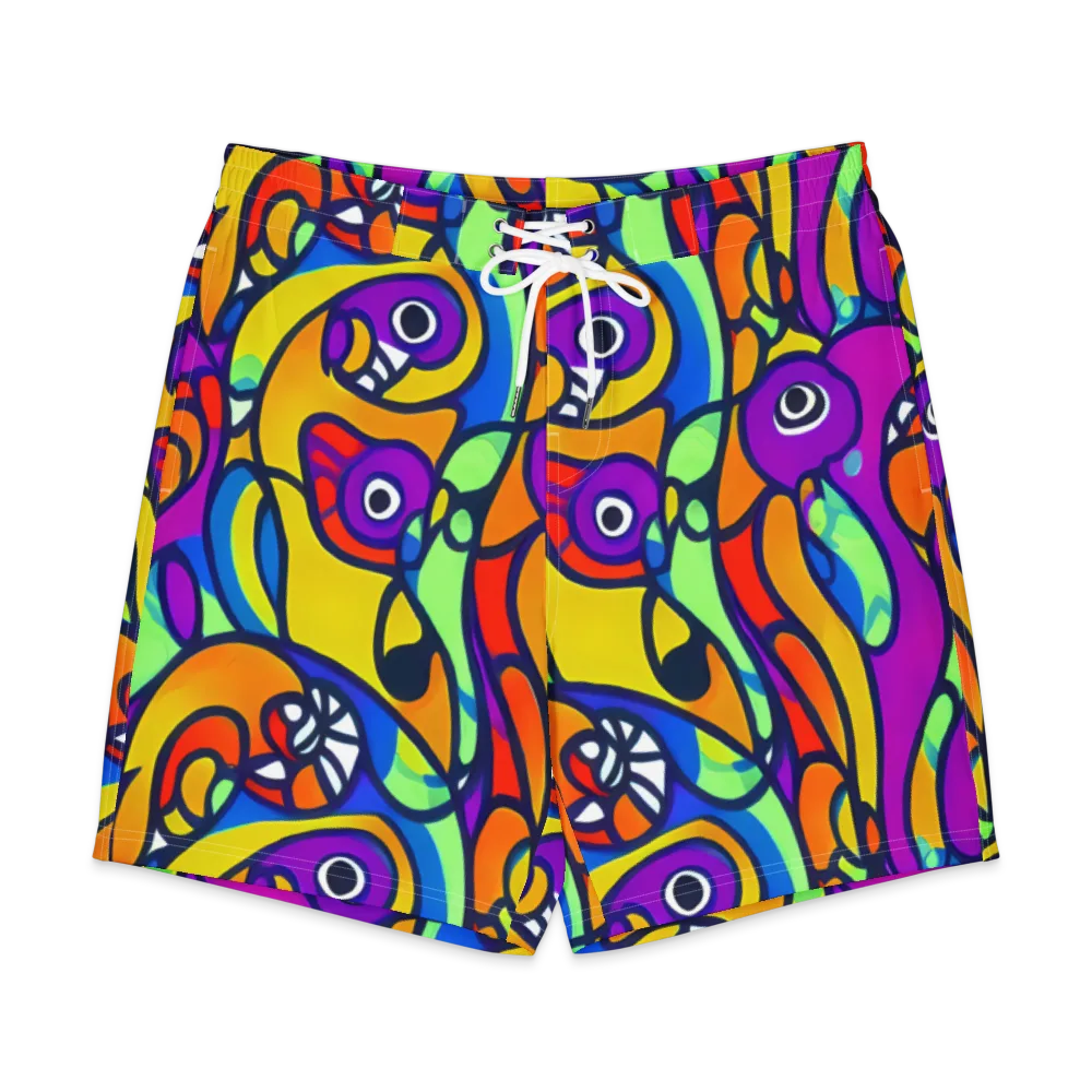 Kaleido Fish on Men's Board Shorts — Front