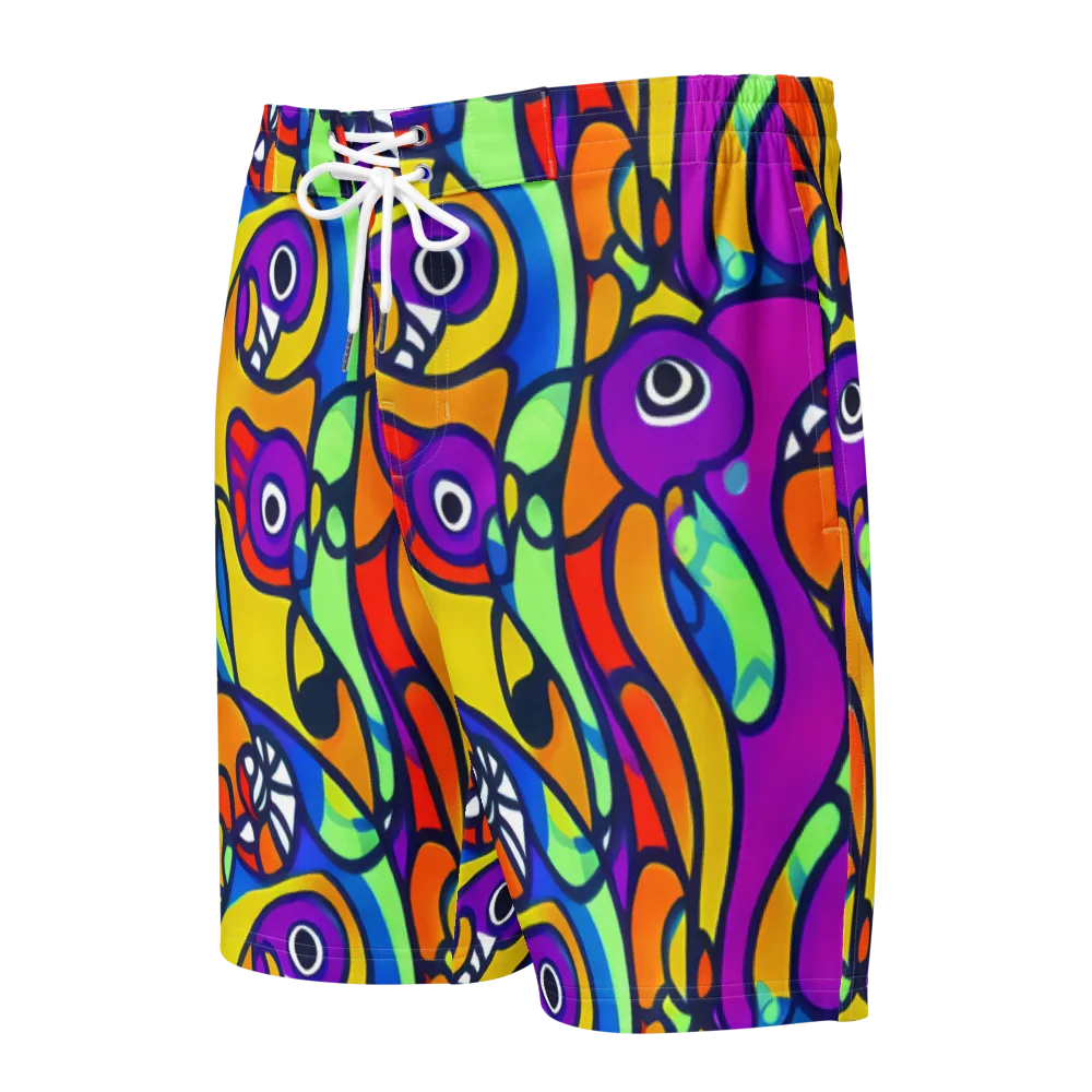 Kaleido Fish on Men's Board Shorts — Front