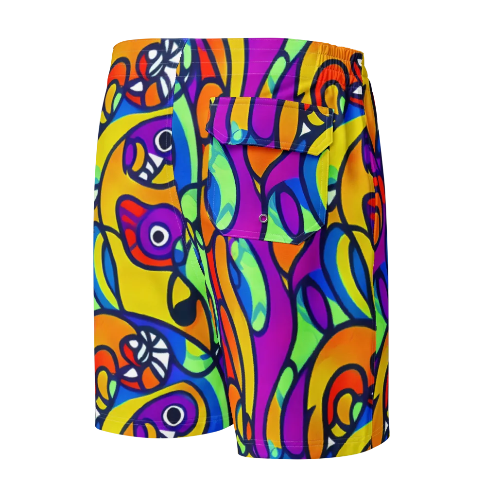 Kaleido Fish on Men's Board Shorts — Back