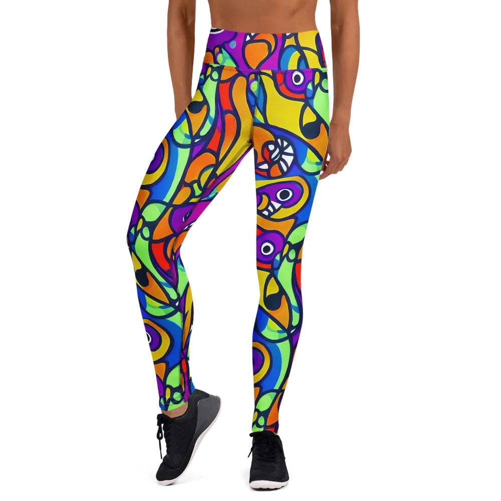 Kaleido Fish on Yoga Leggings — Front