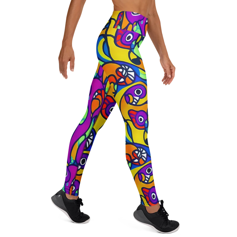 Kaleido Fish on Yoga Leggings — Right
