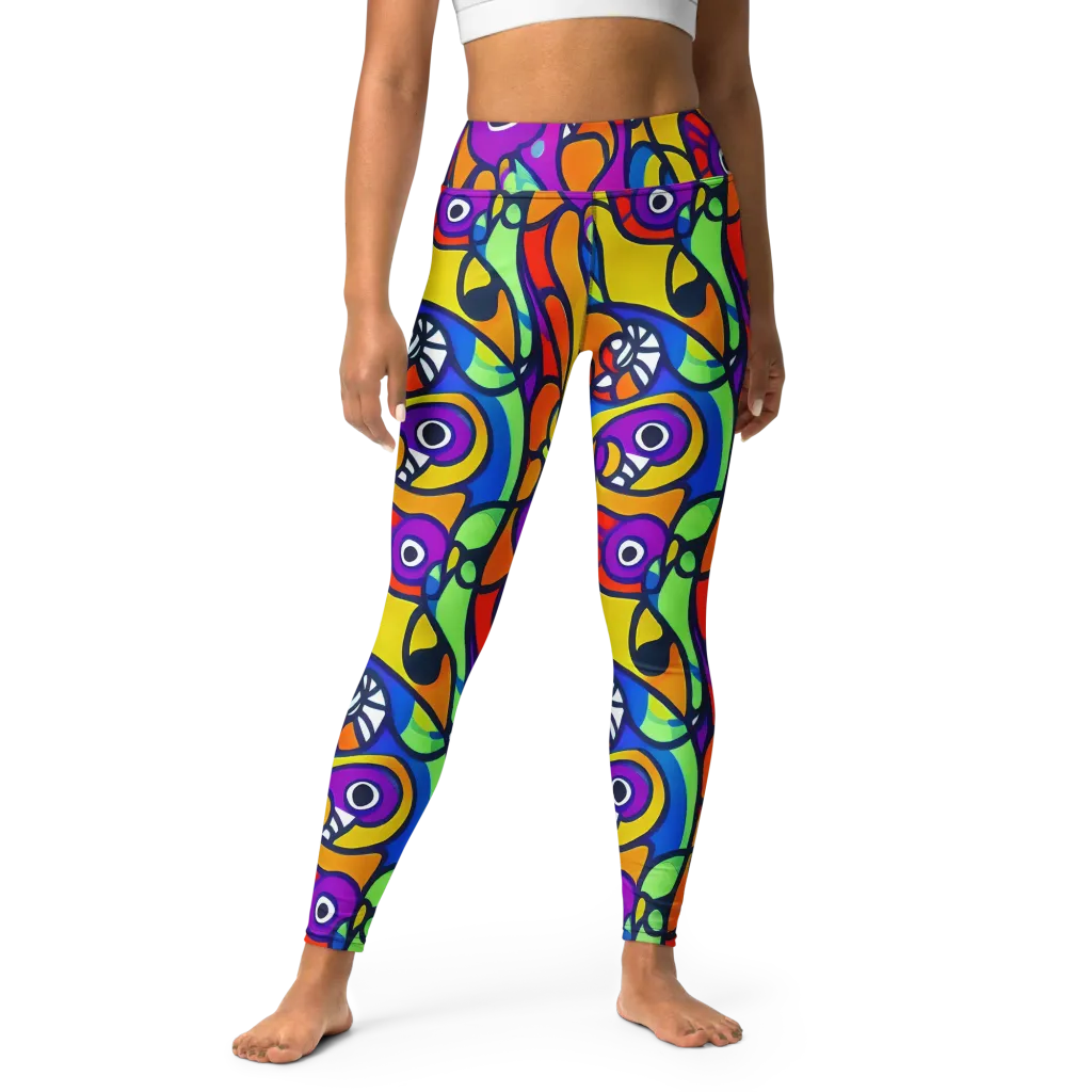 Kaleido Fish on Yoga Leggings — Front