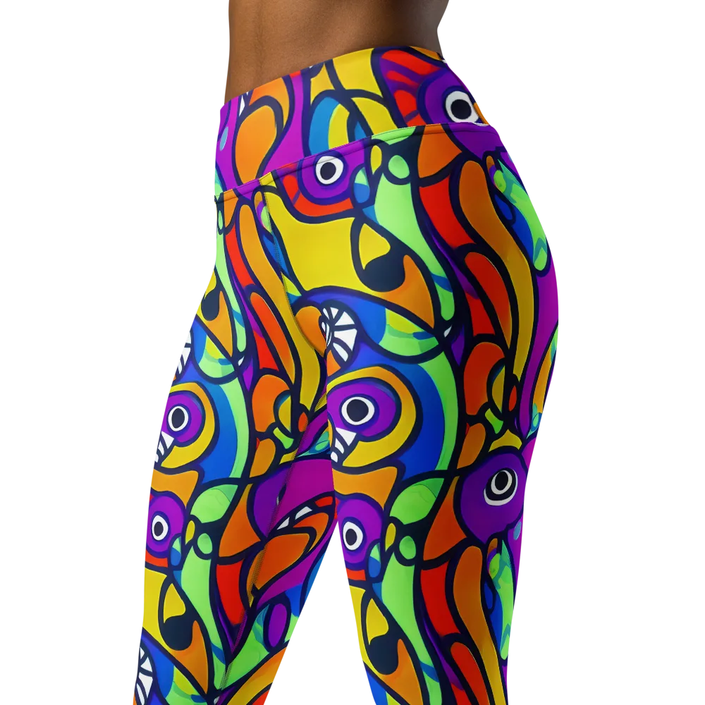 Kaleido Fish on Yoga Leggings — Left Front