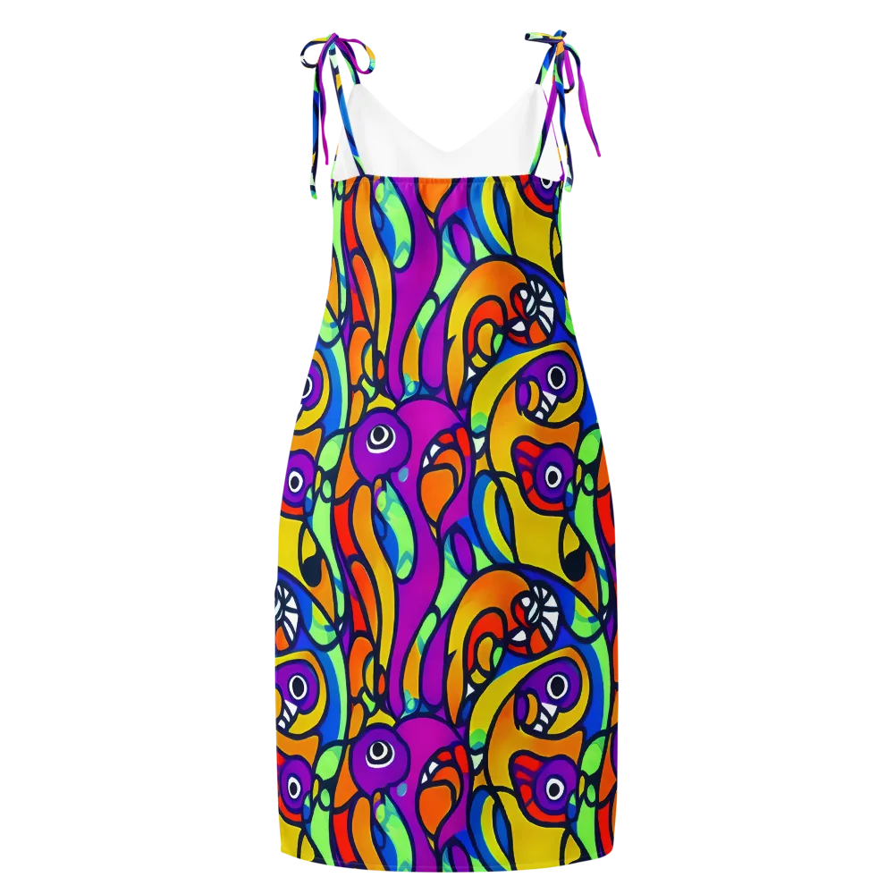 Kaleido Fish on Slip Dress — Back