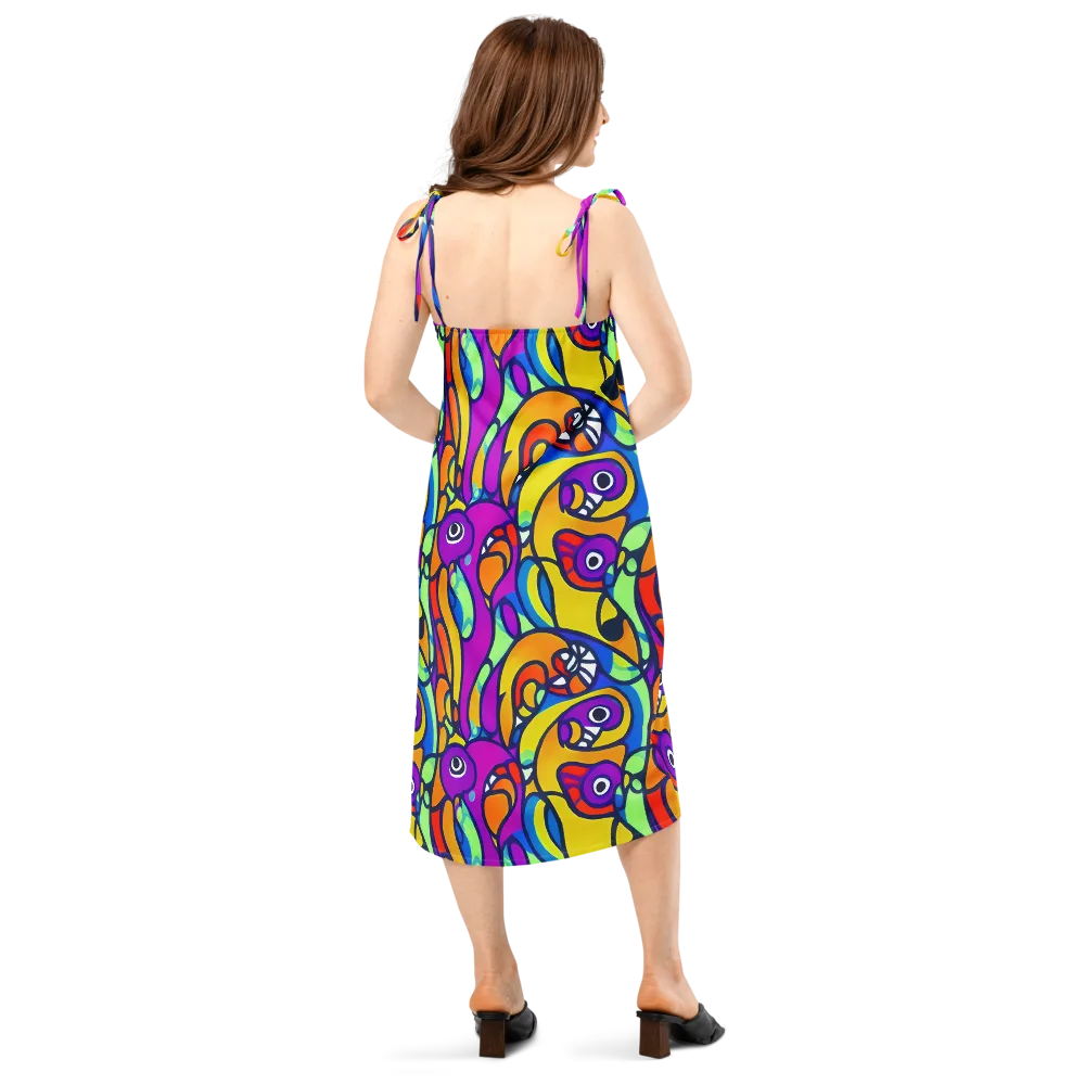 Kaleido Fish on Slip Dress — Back