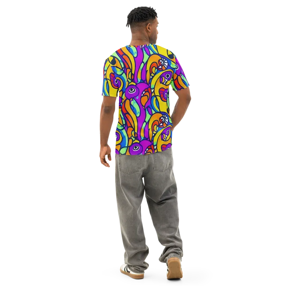 Kaleido Fish on Men's Cotton Crew Neck T-Shirt — Back