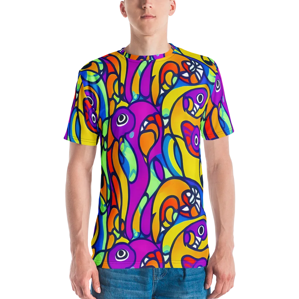 Kaleido Fish on Men's Crew Neck T-Shirt — Front
