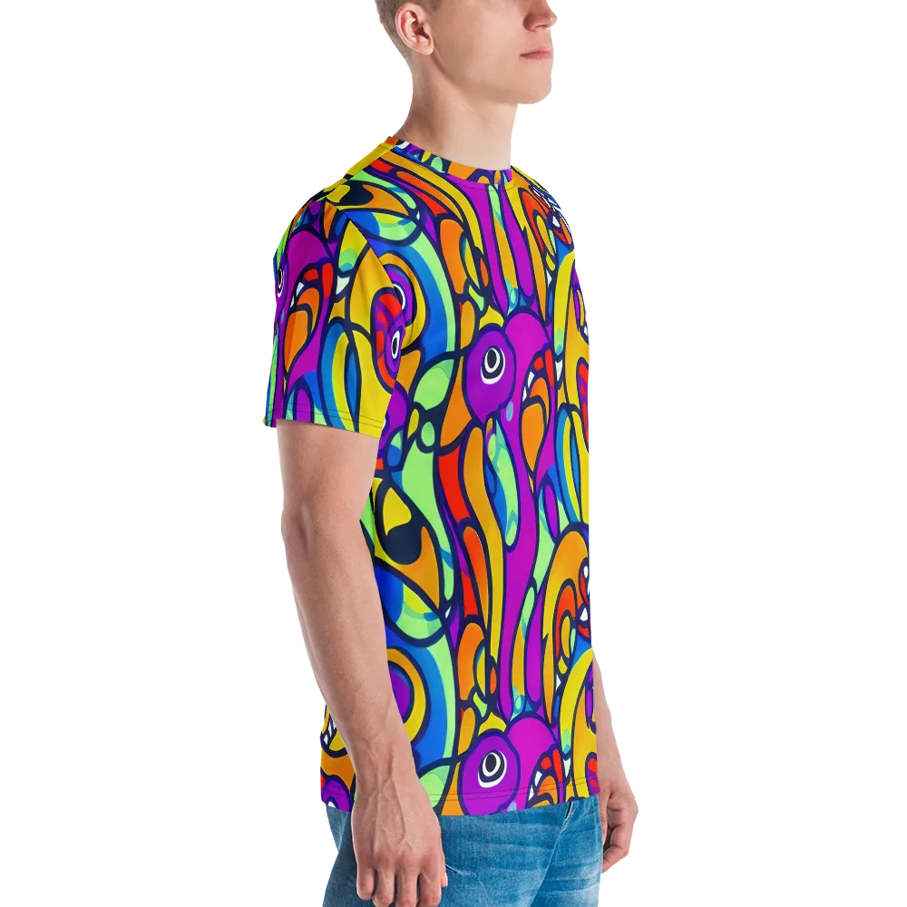 Kaleido Fish on Men's Crew Neck T-Shirt — Right
