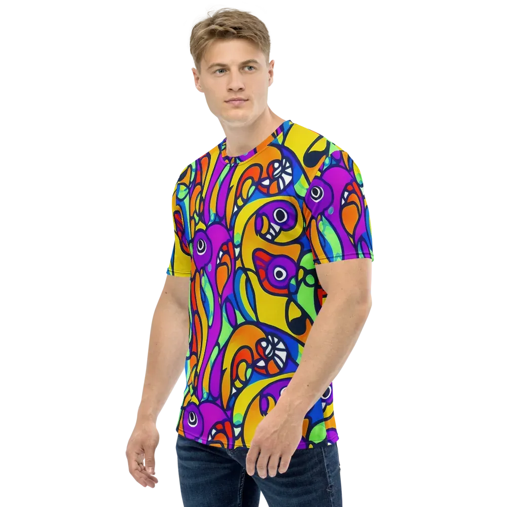 Kaleido Fish on Men's Crew Neck T-Shirt — Left