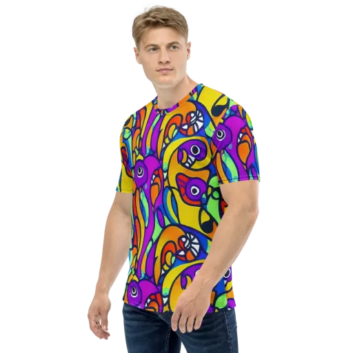 Kaleido Fish on a Men's Crew Neck T-Shirt