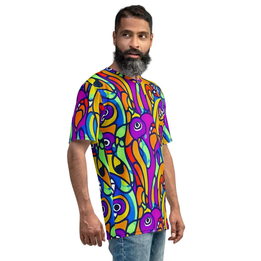 Kaleido Fish on Men's Crew Neck T-Shirt — Right