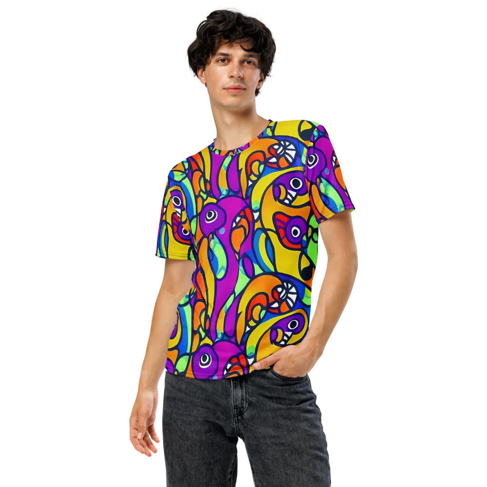 Kaleido Fish on Men's Crew Neck T-Shirt — Front