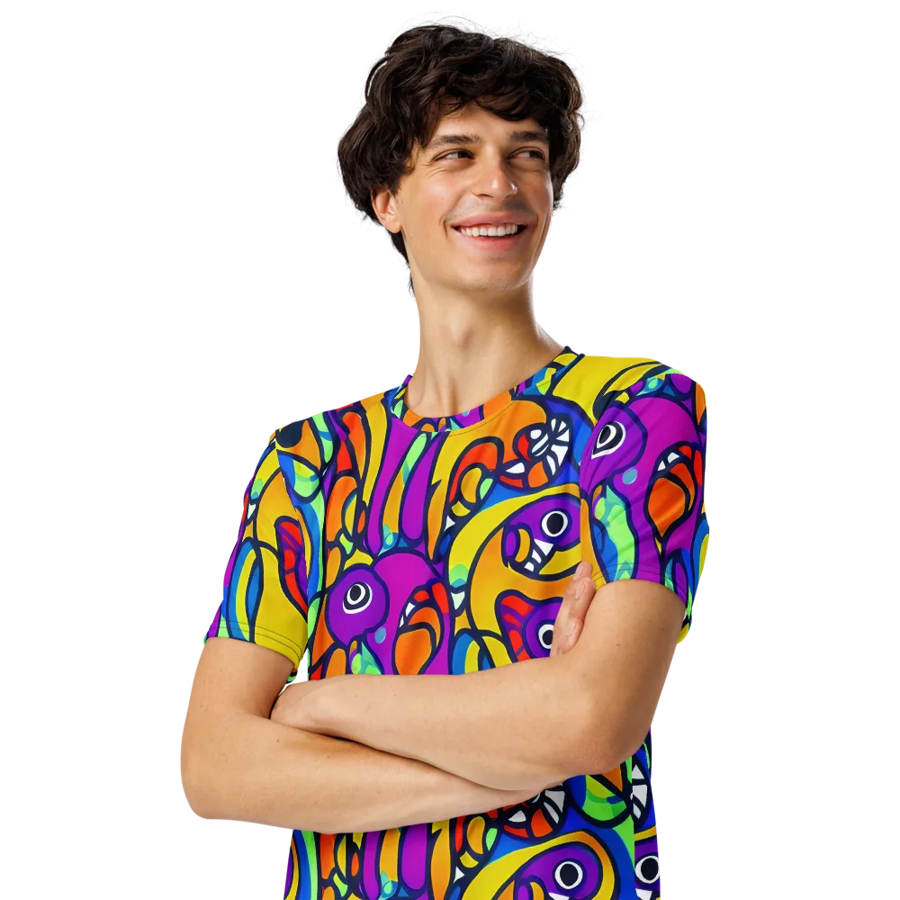 Kaleido Fish on Men's Crew Neck T-Shirt — Left Front