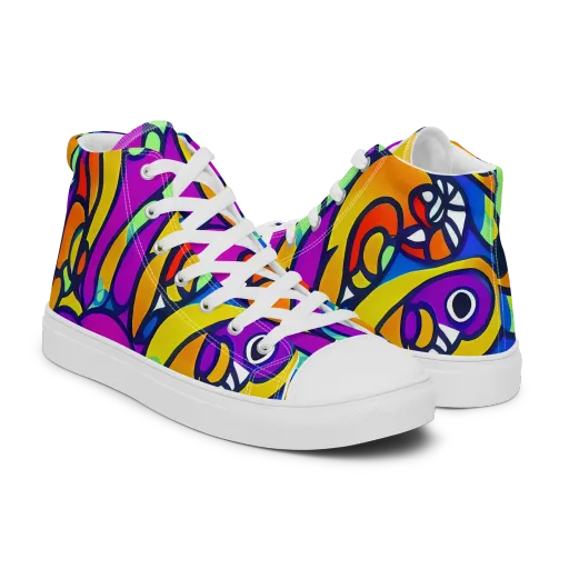 Kaleido Fish on a Men's High Top Canvas Shoes