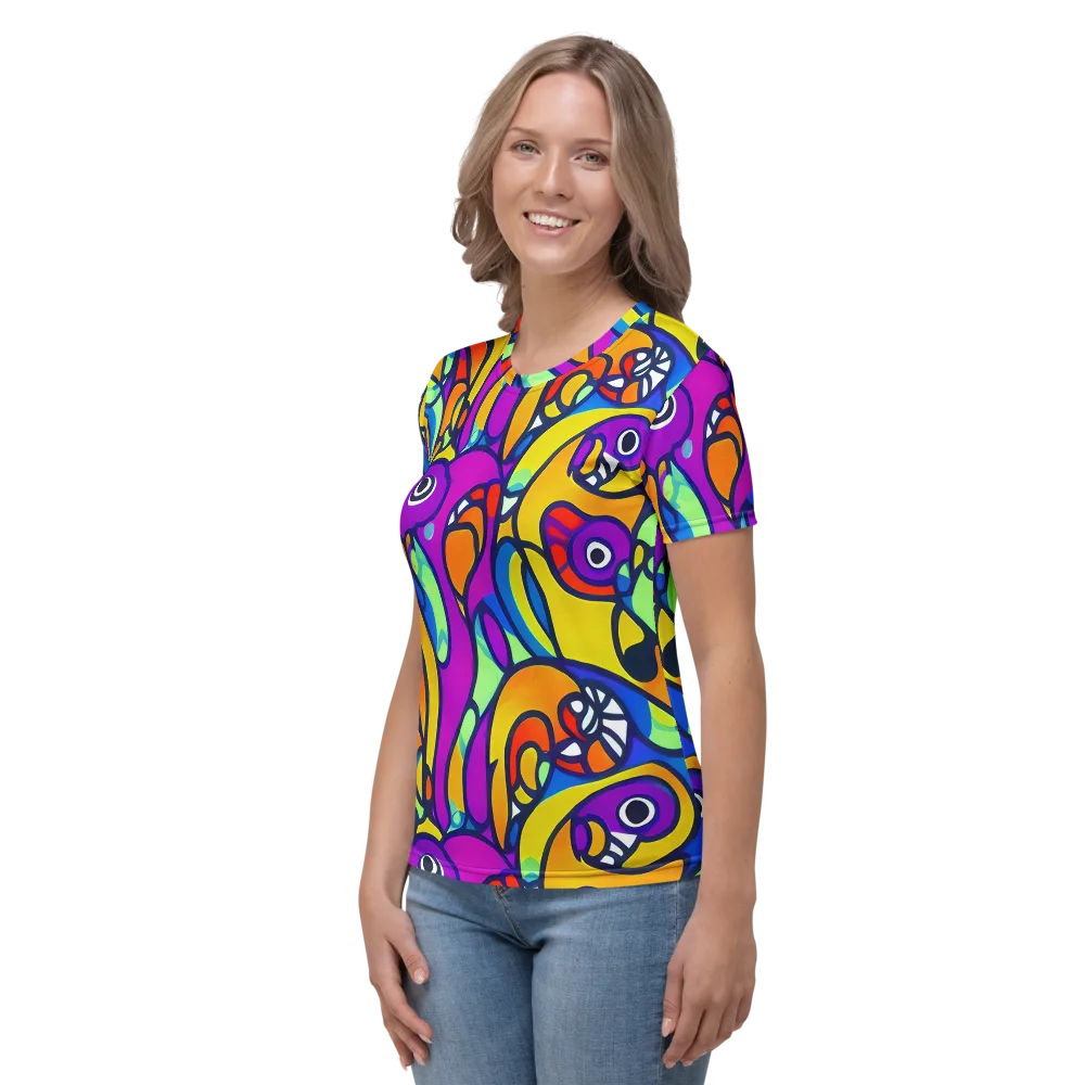 Kaleido Fish on Women's Crew Neck T-Shirt — Left