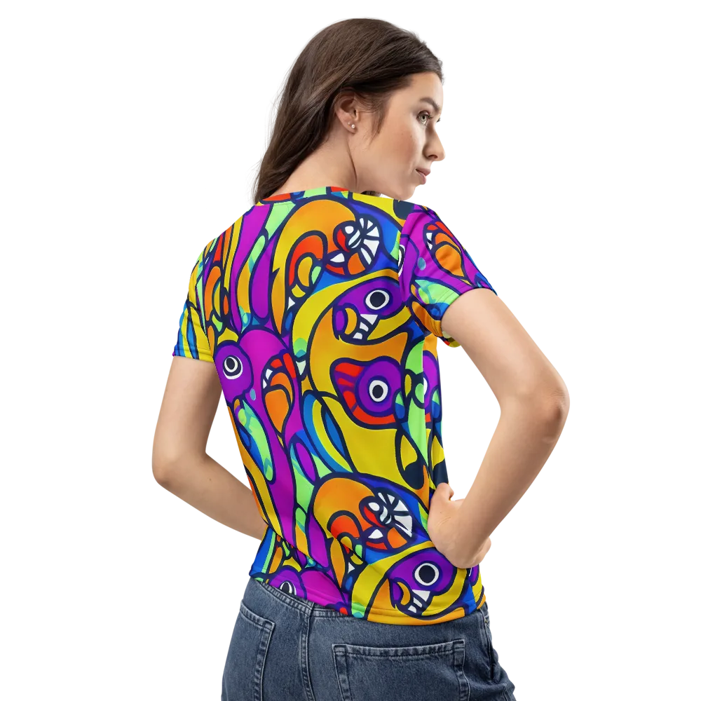 Kaleido Fish on Women's Crew Neck T-Shirt — Back