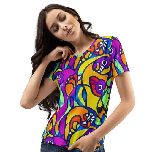 Kaleido Fish on a Women's Crew Neck T-Shirt