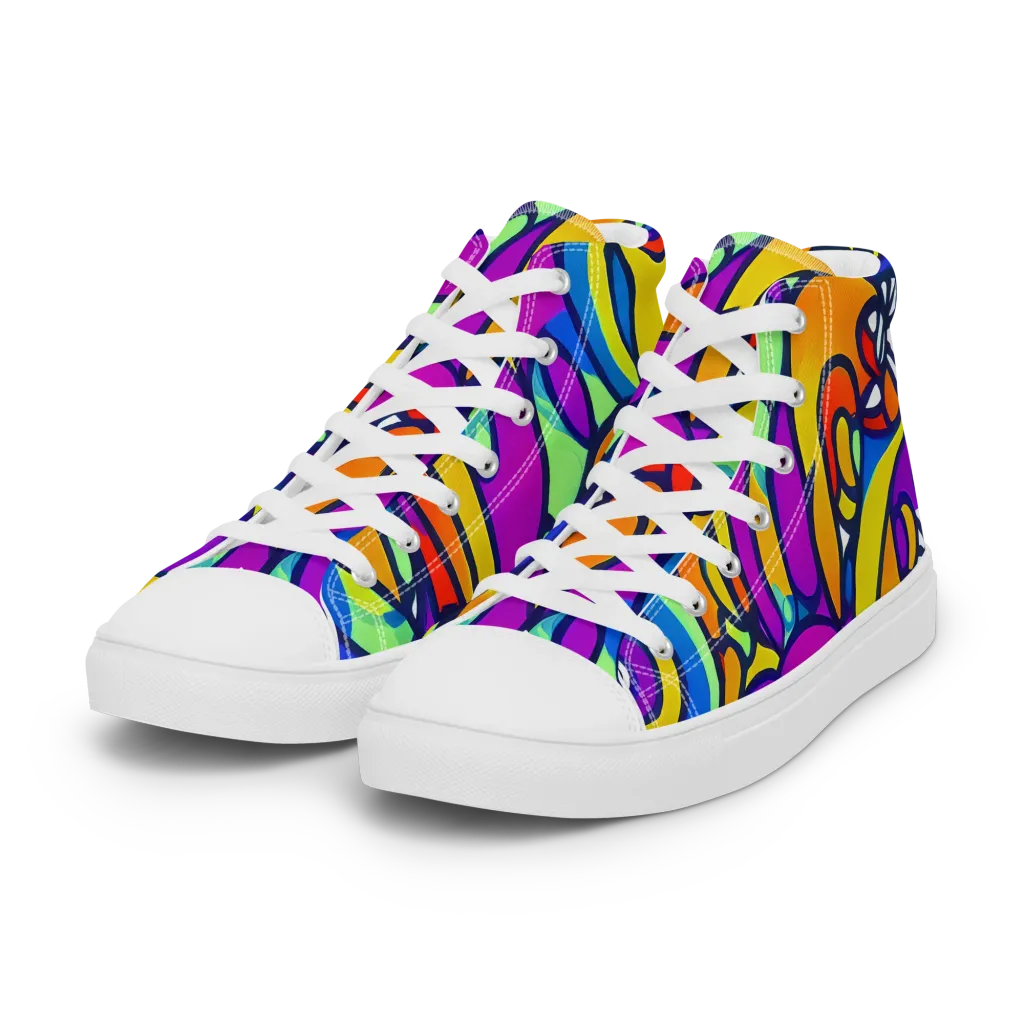 Kaleido Fish on Women's High Top Canvas Shoes — Left Front