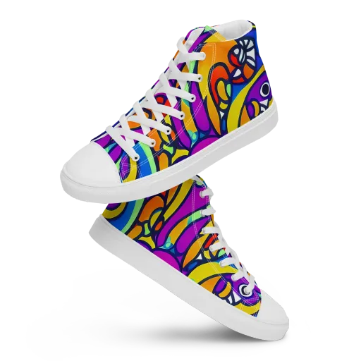 Kaleido Fish on a Women's High Top Canvas Shoes