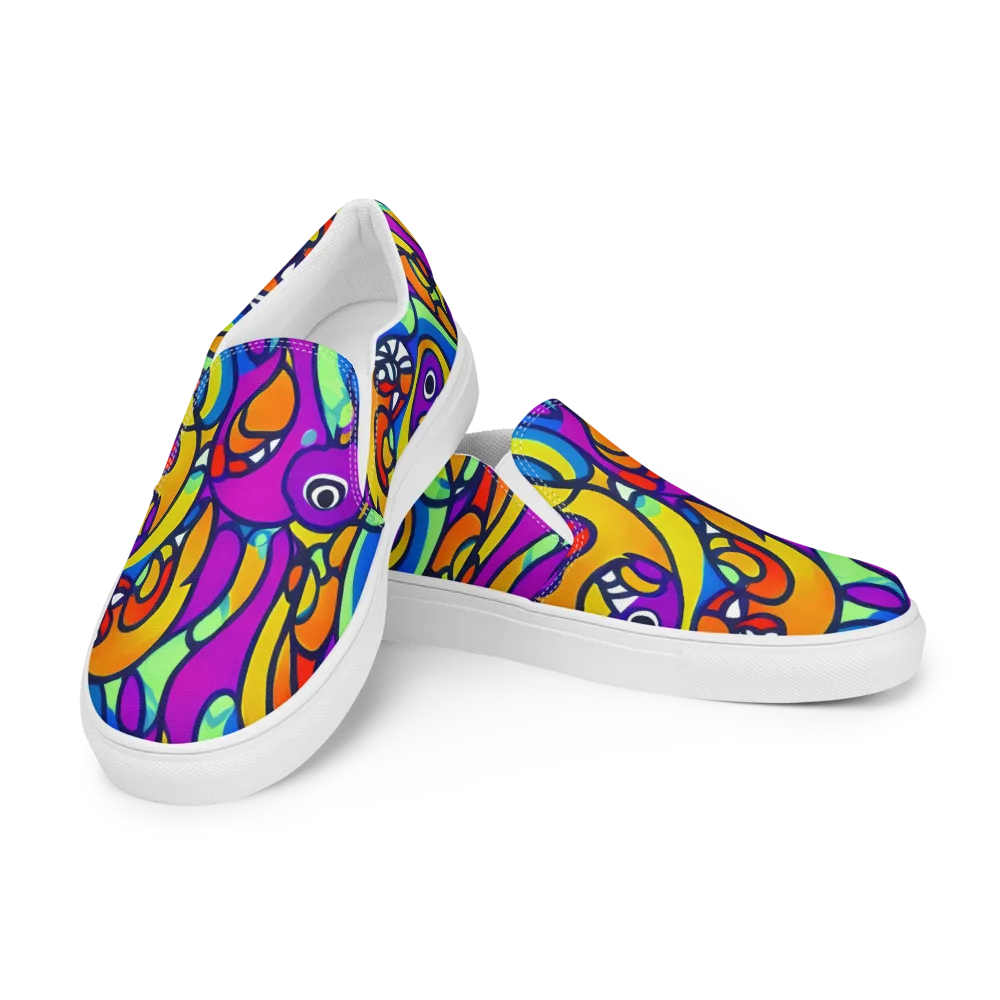 Kaleido Fish on Men's Slip-On Canvas Shoes — Left Front