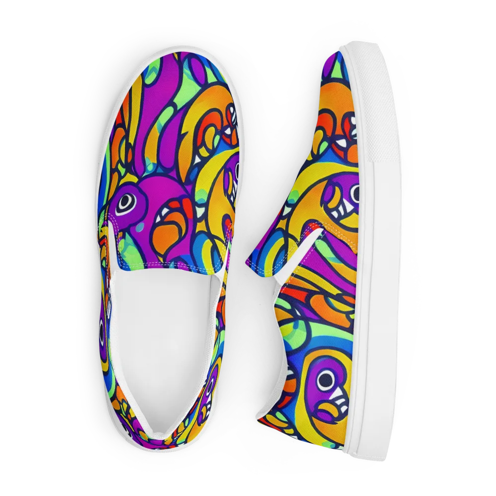 Kaleido Fish on Men's Slip-On Canvas Shoes — Front