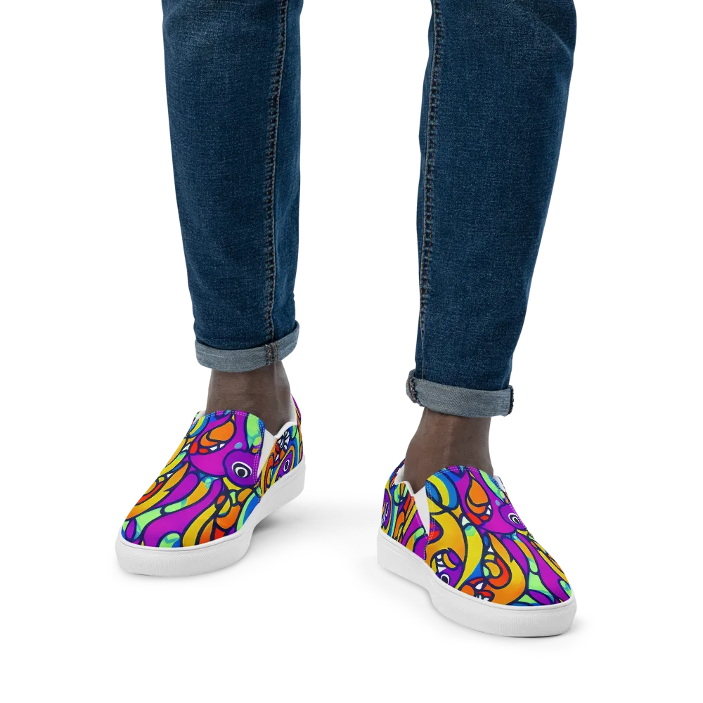 Kaleido Fish on Men's Slip-On Canvas Shoes — Front