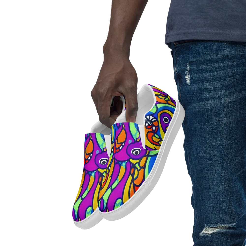 Kaleido Fish on Men's Slip-On Canvas Shoes — Left Front