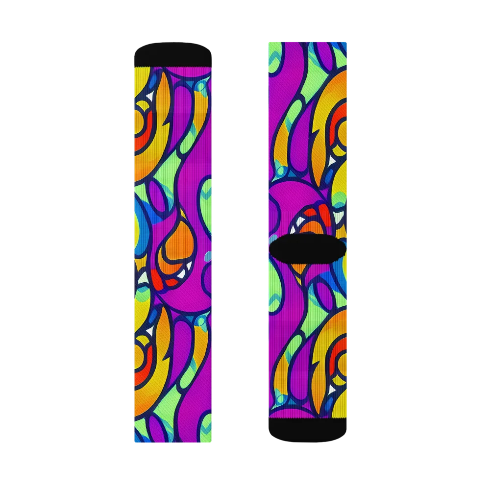 Kaleido Fish on Socks — Right Sock