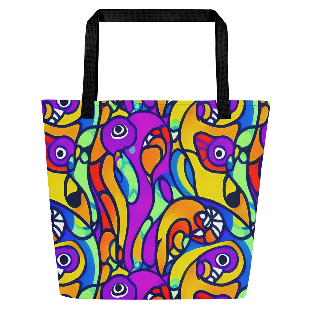 Kaleido Fish on Large Tote Bag W/ Pocket — Front