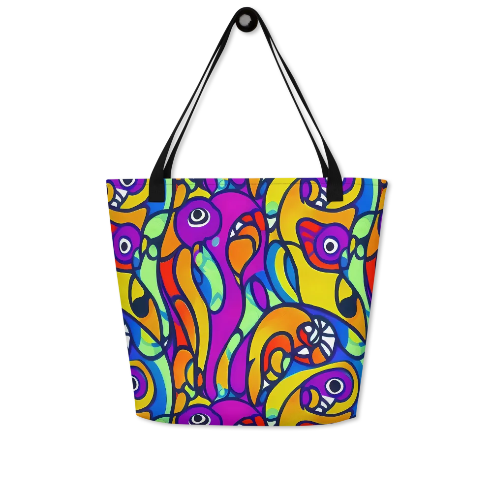 Kaleido Fish on Large Tote Bag W/ Pocket — Front