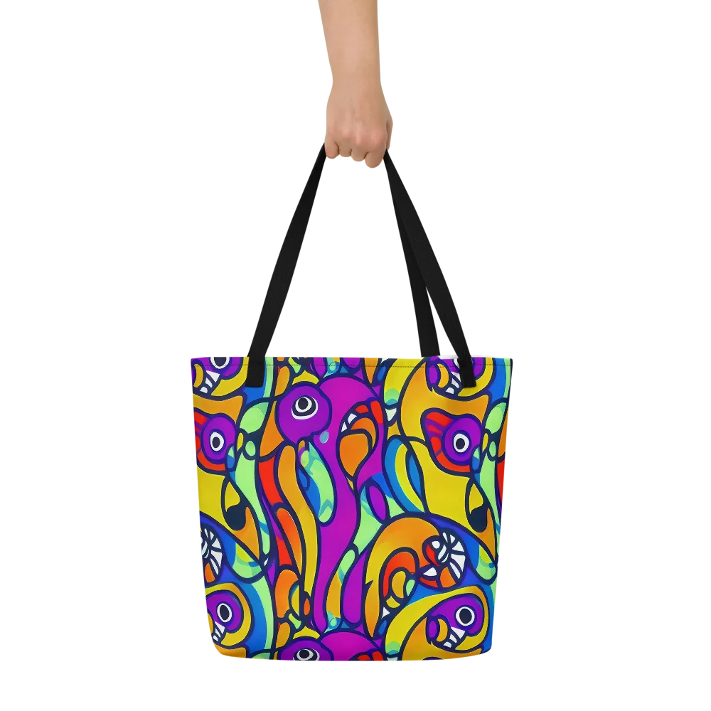 Kaleido Fish on Large Tote Bag W/ Pocket — Front