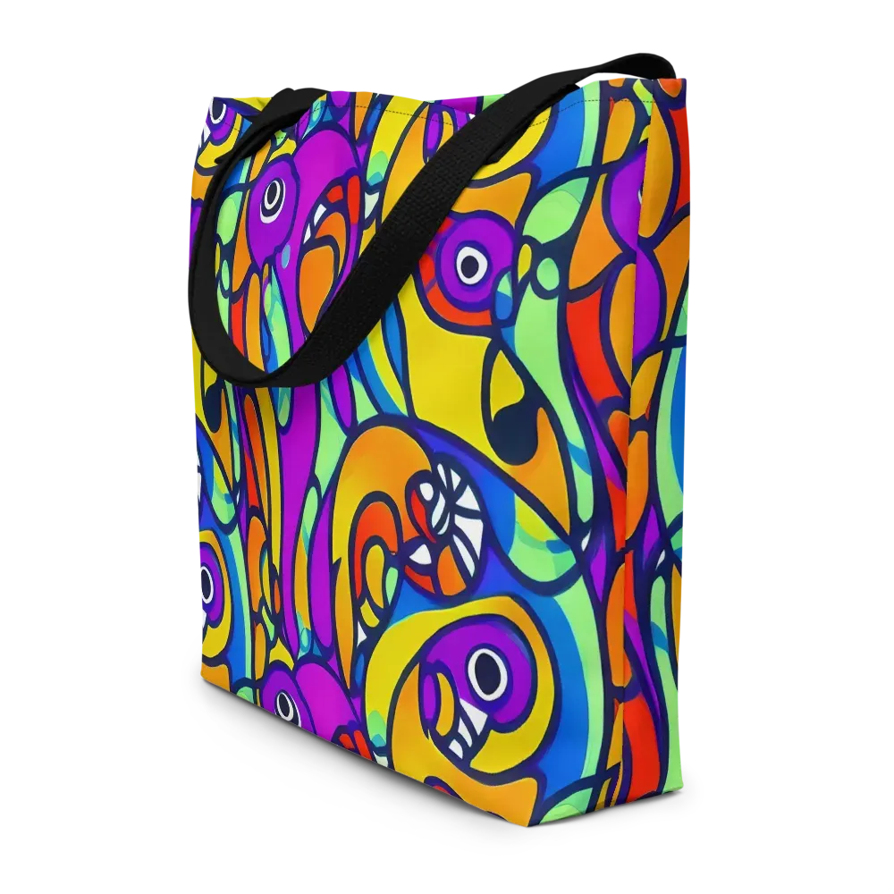 Kaleido Fish on Large Tote Bag W/ Pocket — Front